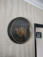 Mooie zwarte ronde klok 50 cm met draaiende radars, Huis en Inrichting, Woonaccessoires | Klokken, Ophalen, Zo goed als nieuw