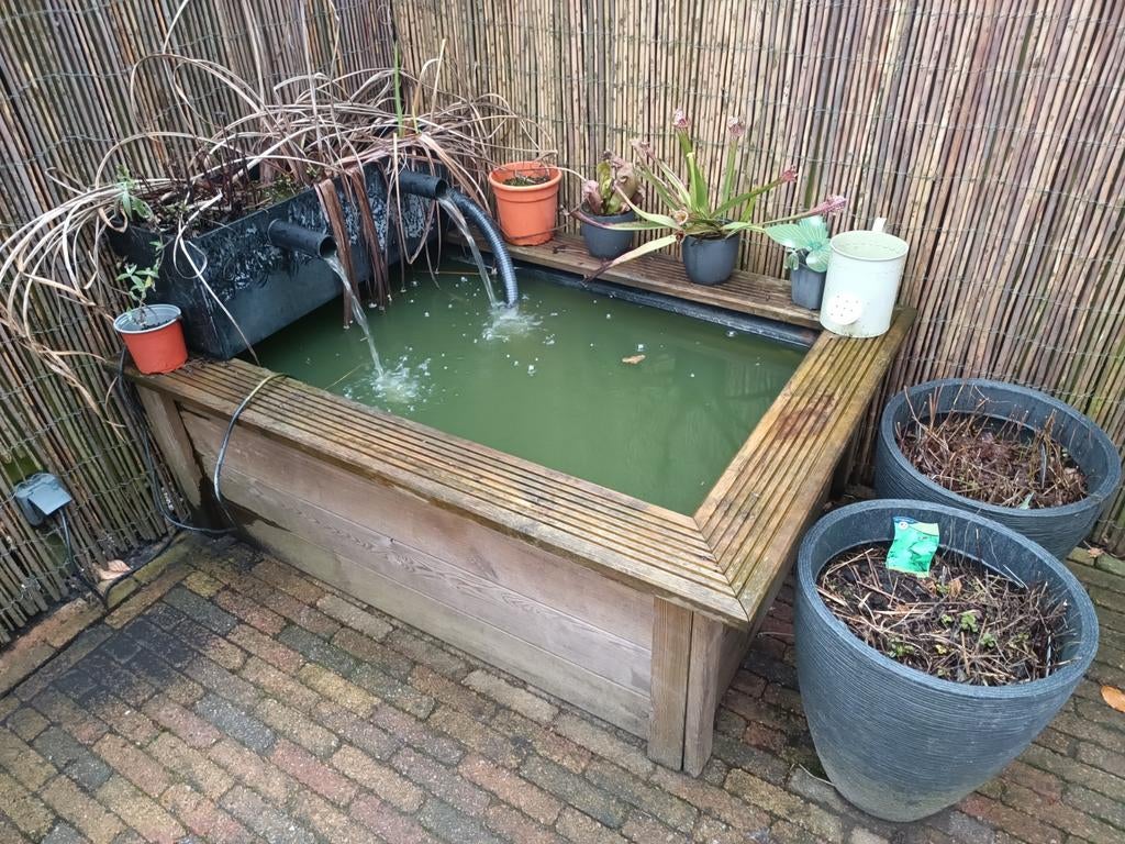 Houten vijver met waterval en plantenfilter, Tuin en Terras, Vijvers, Ophalen, Gebruikt