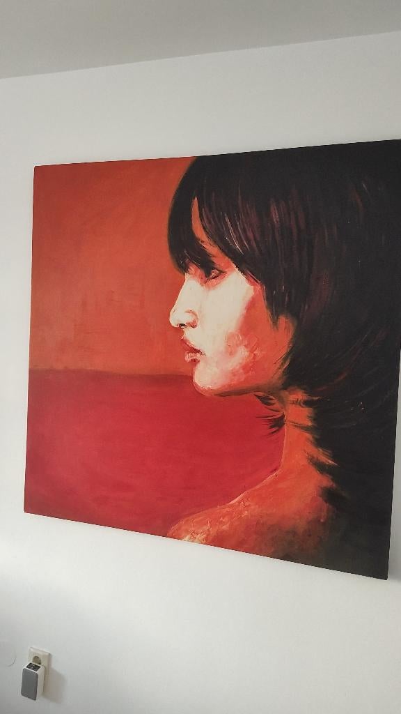 Olieverf Schilderij Vrouw 120x120 cm, Ophalen