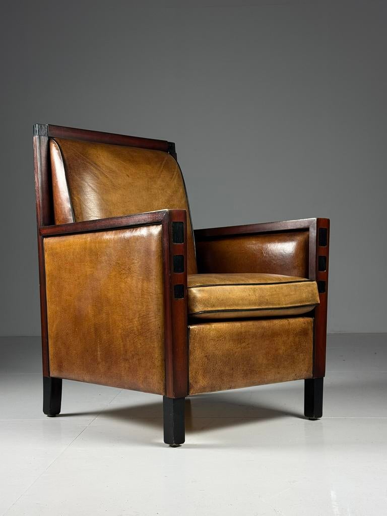 Schapenleren fauteuil art deco klassiek