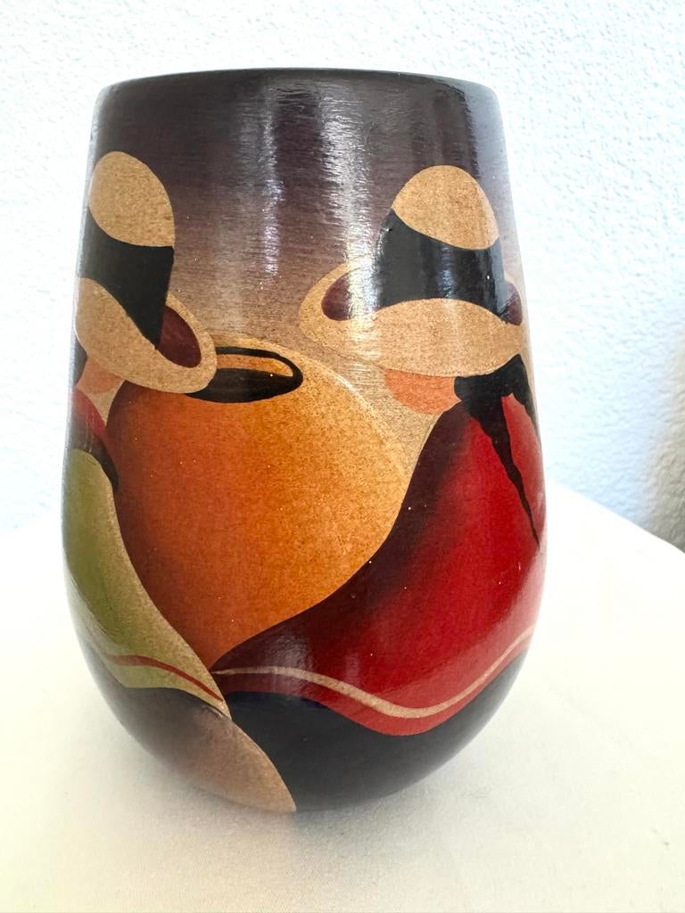 Vintage handgeschilderde aardewerk vaas uit Peru, jaren '80, Ophalen of Verzenden