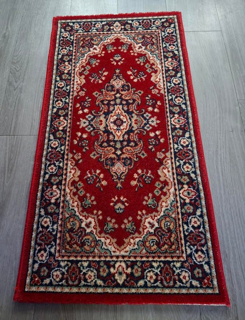 Prachtig klassiek Karaghan tapijt – 112 x 60 cm, 100 tot 150 cm, Blauw, Rechthoekig, 50 tot 100 cm