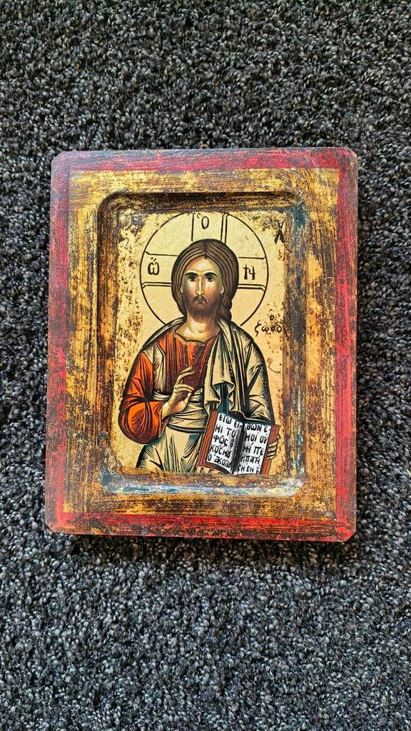 Grieks icoon met certificaat (Mount Athos), Ophalen of Verzenden