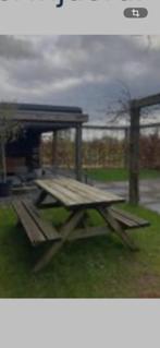 Picknicktafel, Tuin en Terras, Picknicktafels, Ophalen, Gebruikt, Rechthoekig, Hout