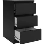 Set van 2 zwarte nachtkastjes met 3 lades, Huis en Inrichting, Slaapkamer | Nachtkastjes, Ophalen, Minder dan 45 cm, 55 tot 70 cm