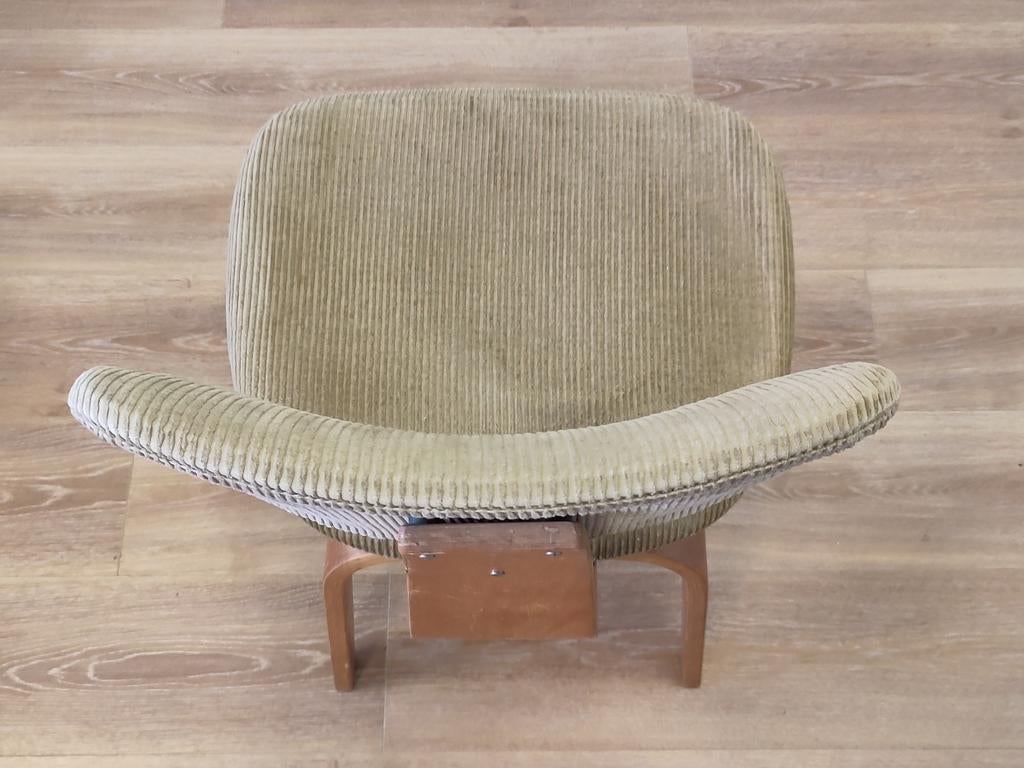 1x vintage Pastoe eetkamerstoel SB02 houten stoel stof, Ophalen, Gebruikt, ., .