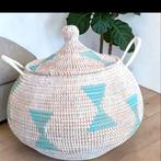 Afrikaanse bolmand met deksel - Handgemaakt riet, Mand, Ophalen of Verzenden, Zo goed als nieuw, Onbekend