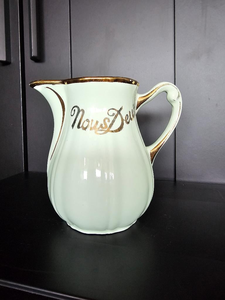 Vintage Pastelgroen / Mintgroen Duo Koffie- en Melkkan, Keramiek, Overige typen, Ophalen of Verzenden, Zo goed als nieuw