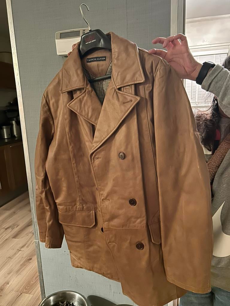 Zgan Tommy Hilfiger lederen herenjas/colbert. L/XL, Ophalen of Verzenden, Zo goed als nieuw, Maat 56/58 (XL), Bruin