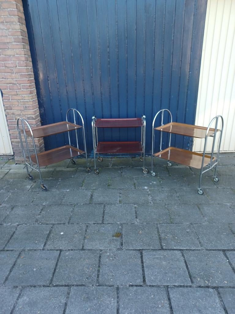 Vintage serveerwagens. 3 stuks, Antiek en Kunst, Ophalen
