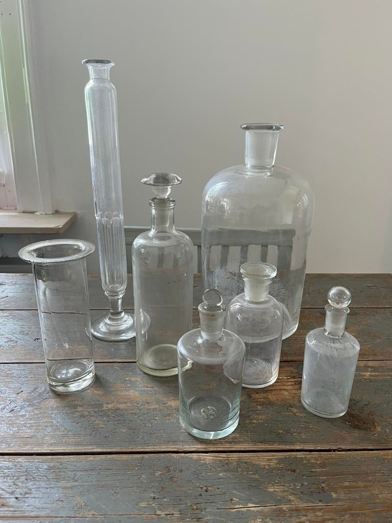 ANTIEK GLAS LABO FLES PARFUMFLES GLASWERK, Antiek en Kunst, Ophalen of Verzenden