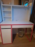 Ikea bureau micke wit /roze met opbouw, Ophalen, Gebruikt