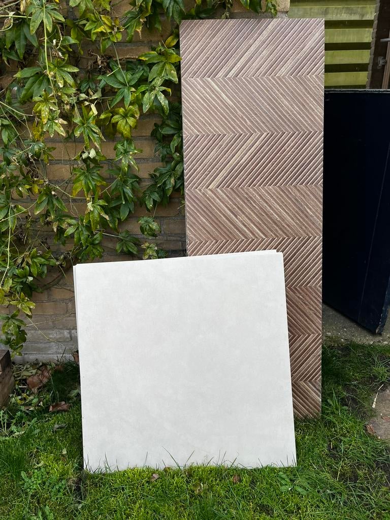 6x beige/creme tegels 60x60, Doe-het-zelf en Verbouw, Platen en Panelen, Ophalen, Zo goed als nieuw