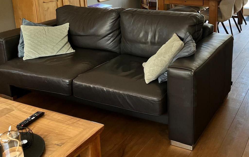Leren bank, Ophalen, Gebruikt, Driepersoons, Rechte bank