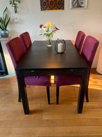 Uitschuifbare tafel + 4 stoelen van Ikea, t.e.a.b, Ophalen, Gebruikt, 50 tot 100 cm, Vijf personen of meer