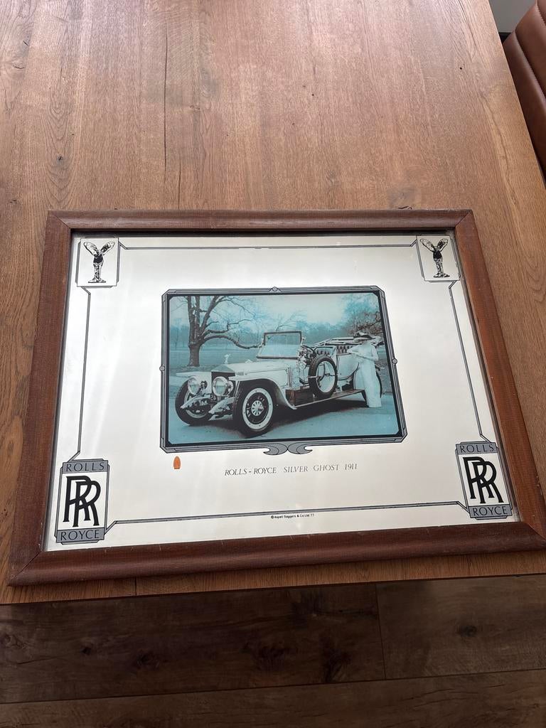 Spiegel Rolls Royce Silver Ghost 1911 - 60x48cm, Ophalen of Verzenden, Rechthoekig, 50 tot 100 cm, Minder dan 100 cm