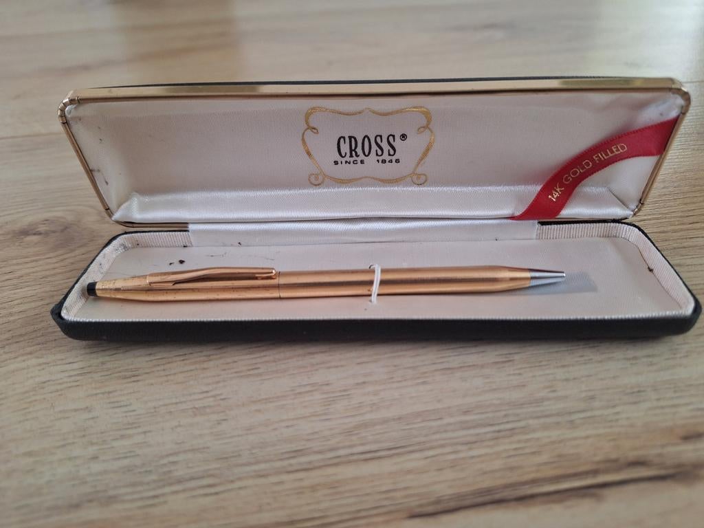 Cross vintage goud gevulde balpen dus bedwkt met dikke goude, Verzamelen, Ophalen of Verzenden, Gebruikt, Balpen, Cross