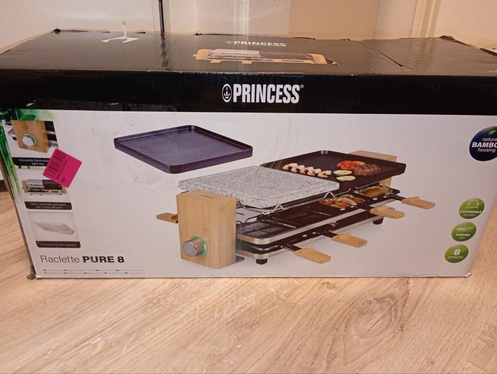Nieuw princess raclette pure 8, Witgoed en Apparatuur, Gourmetstellen, Ophalen of Verzenden, Nieuw, 8 personen of meer