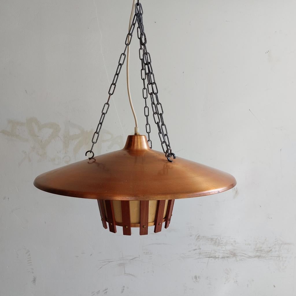 Vintage koperen hanglamp, Ophalen, Overige materialen, Gebruikt, Onbekend