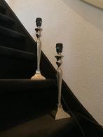 2 Zilverkleurige metalen tafellampvoeten (H=40cm max40 watt), Ophalen, Zo goed als nieuw, Metaal, Minder dan 50 cm