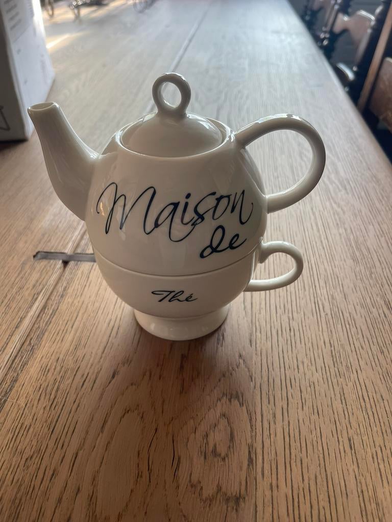Riviera Maison 1-persoons theepot met kopje, Huis en Inrichting, Keuken | Servies, Overige typen, Ophalen of Verzenden, Zo goed als nieuw