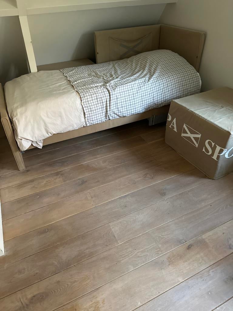 Eenpersoons bed 90x200, Gebruikt, 90 cm, Eenpersoons, Beige