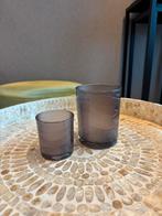 Set van 2 glazen waxinelichthouders - Grijs/bruin, Huis en Inrichting, Woonaccessoires | Kandelaars en Kaarsen, Overige materialen