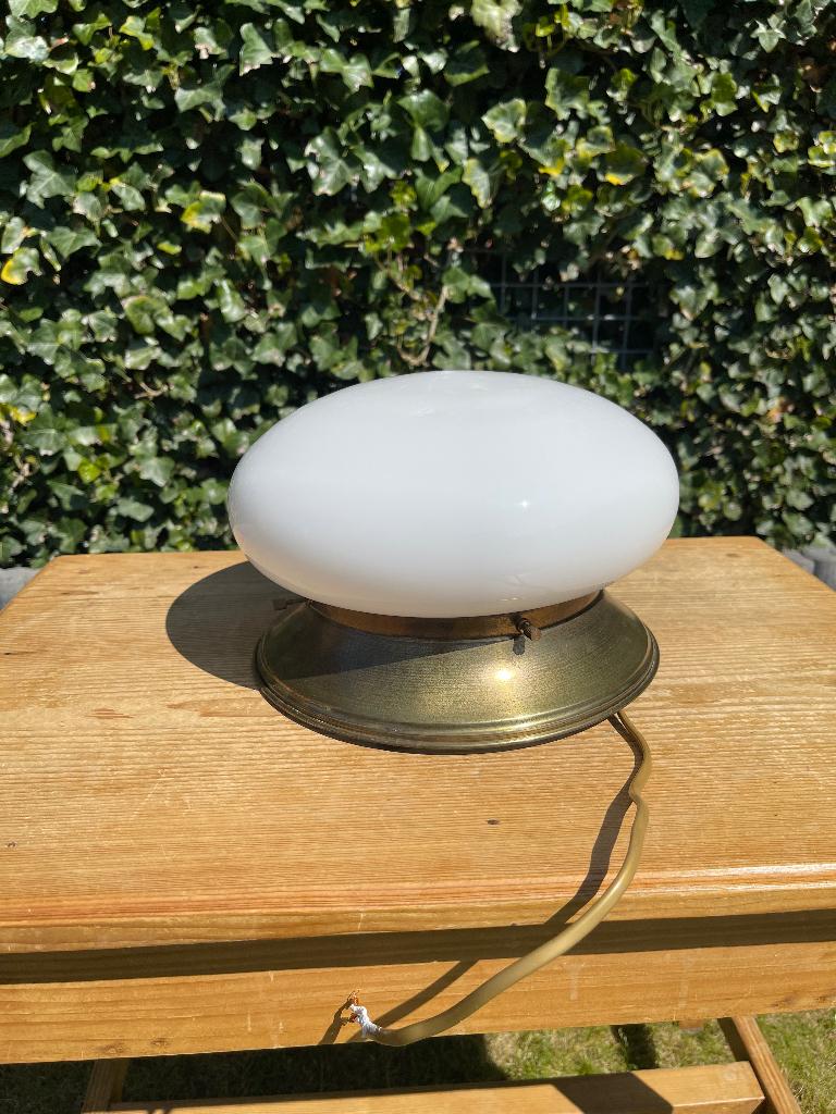 Messing Lumi lamp, Ophalen, Zo goed als nieuw, Glas, Klassiek