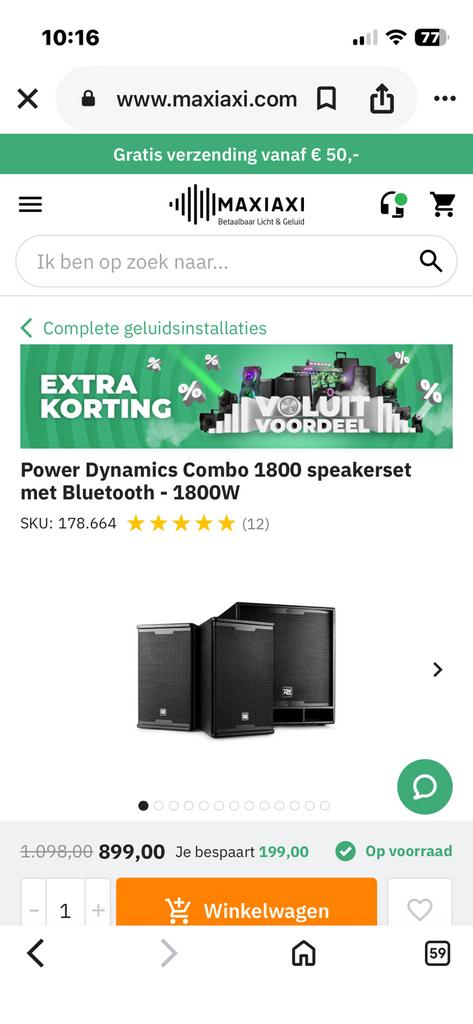 Power dynimics combo 1800 complete set, Ophalen of Verzenden, Zo goed als nieuw, Overige merken