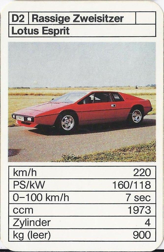 Kw1462 autokaartje lotus esprit (d2), Ophalen of Verzenden, Zo goed als nieuw, Auto's