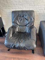 Gratis Leren ligstoel met voetbank, Huis en Inrichting, Fauteuils, Ophalen, Gebruikt, Leer, 75 tot 100 cm