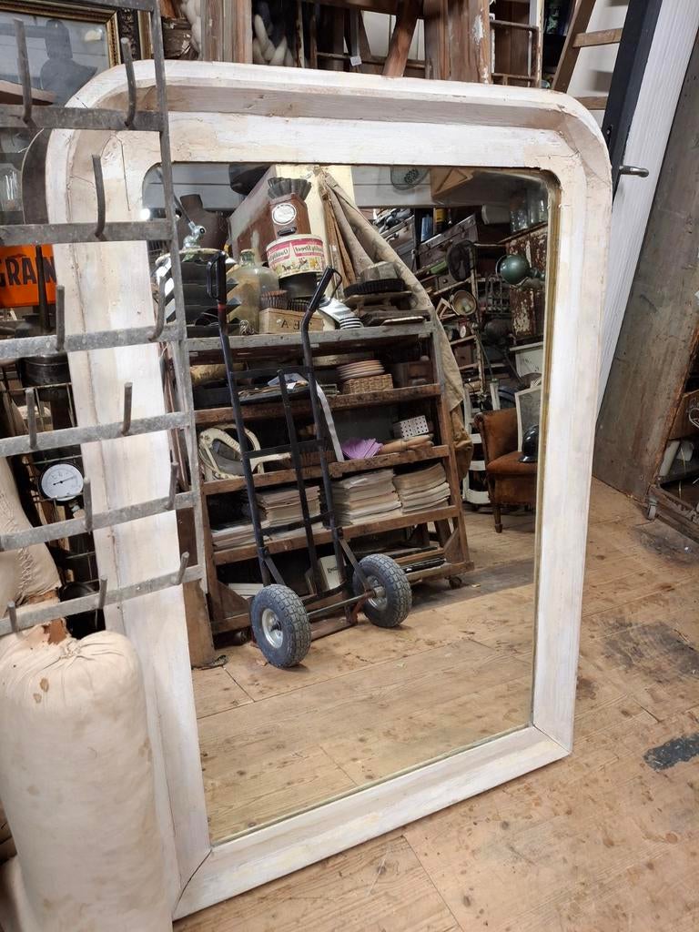 Grote brocante spiegel wandspiegel oude, Antiek en Kunst, Antiek | Spiegels, Ophalen, Rechthoekig