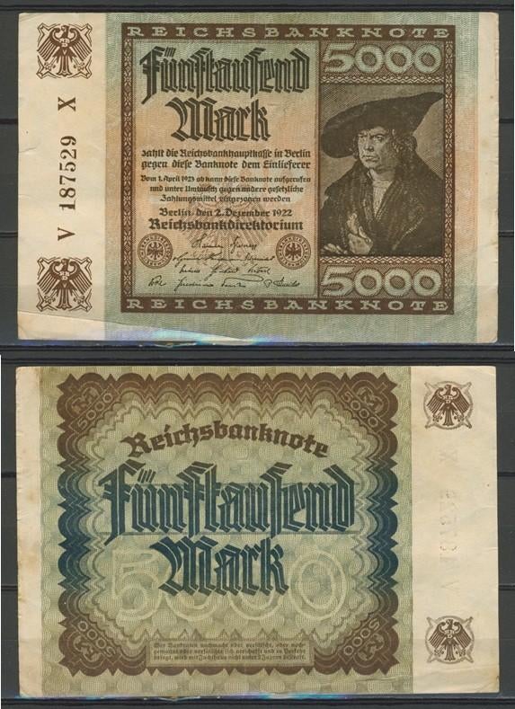 Berlin 5000 Mark 1922 Reichsbanknote Noodgeld Biljet r-189, Postzegels en Munten, Bankbiljetten | Europa | Niet-Eurobiljetten