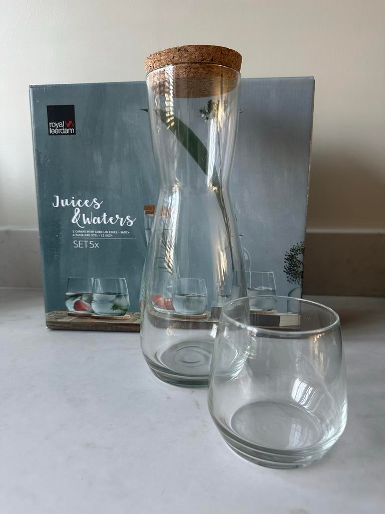 Royal Leerdam Juices & Waters karaf met 4 glazen, Ophalen of Verzenden, Nieuw