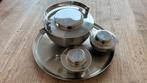 Moderne RVS Theeset: theepot, suikerpot, melkkan, dienblad, Overige materialen, Overige typen, Ophalen of Verzenden, Zo goed als nieuw