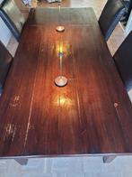 Robuuste eettafel + 4 stoelen, Ophalen, Gebruikt, Eikenhout, 200 cm of meer