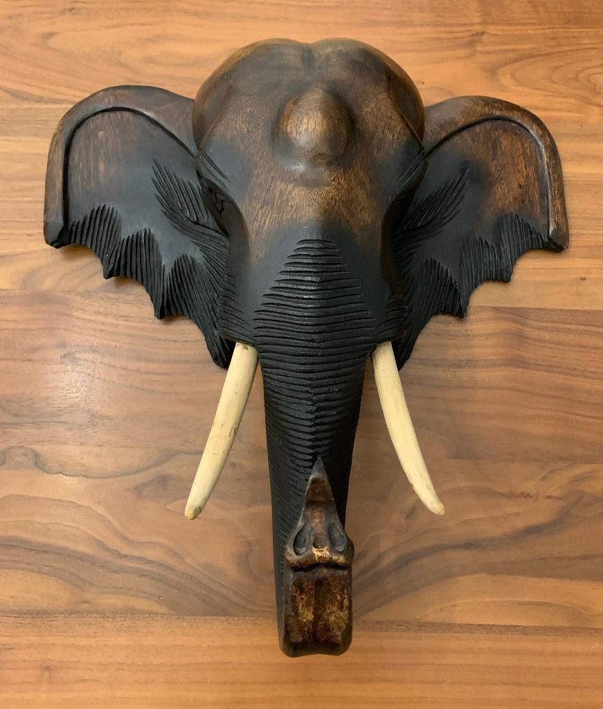 Houten Olifanten Hoofd, Ophalen, 40 cm, Wandhanger, Hout