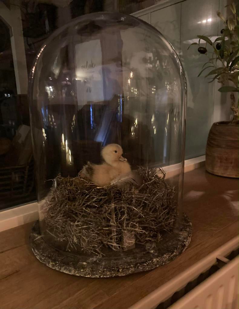 Stolp met krans en eendje op spekstenen bord, Huis en Inrichting, Woonaccessoires | Stolpen, Ophalen, Zo goed als nieuw