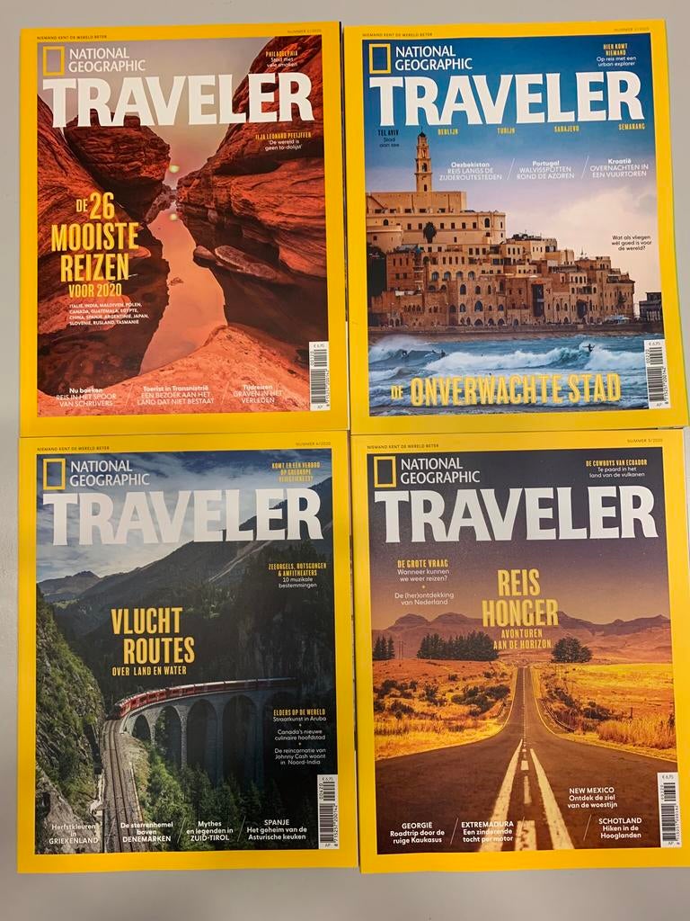 National Geographic Traveler, 2020, 4 reguliere edities, Ophalen of Verzenden, Zo goed als nieuw, Wetenschap en Natuur