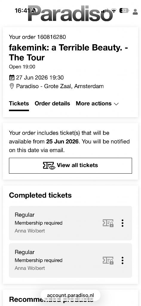 Fakemink Paradiso Amsterdam, Twee personen, Juni