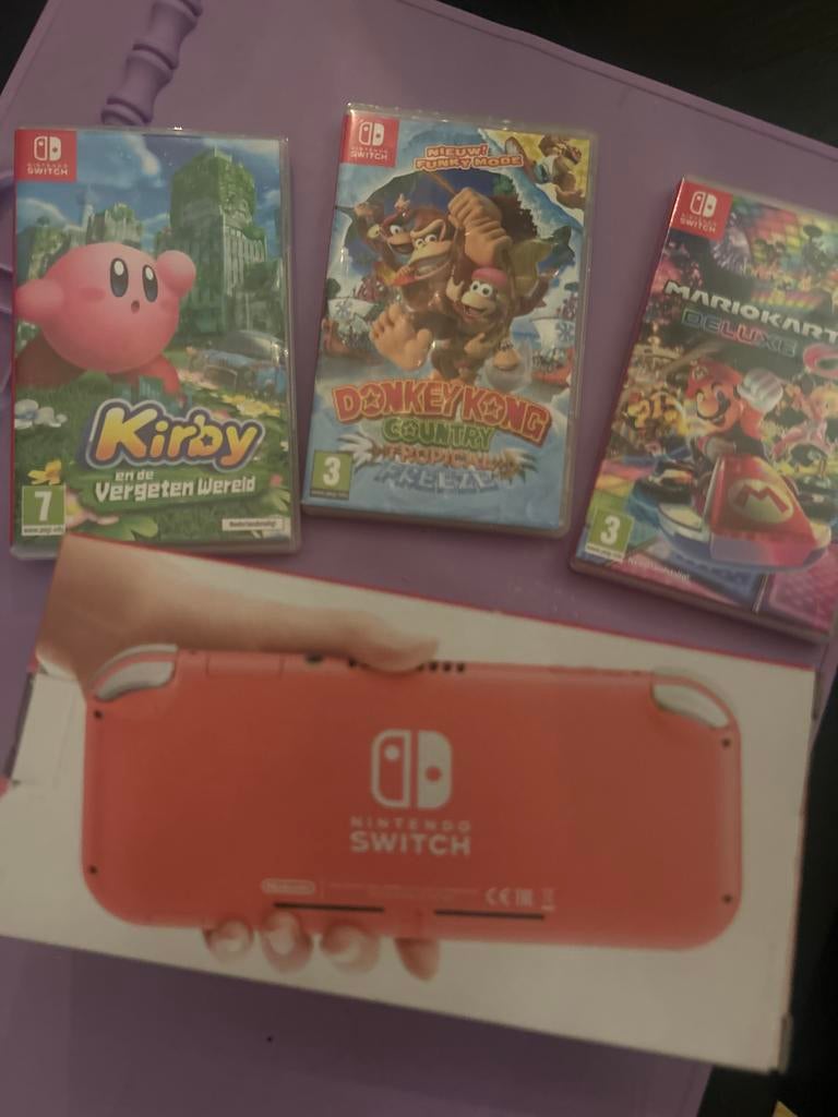 Nintendo Switch Lite Koraal met 3 Topgames, Ophalen of Verzenden, Turquoise, Nieuw