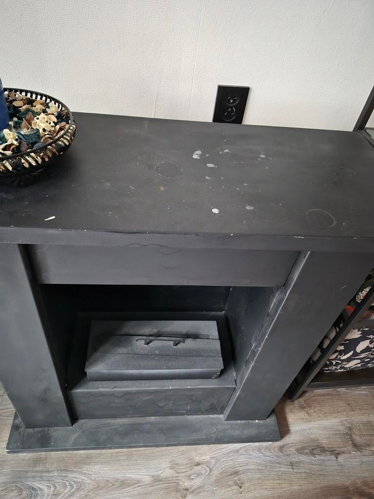 Bio-ethanol haard met schouw - Zwart, Huis en Inrichting, Haarden, Ophalen of Verzenden, Gebruikt, Vrijstaande haard, Overige soorten