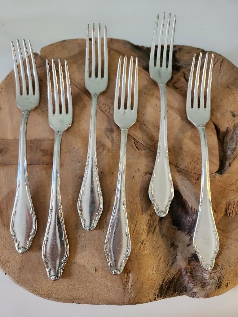 6x Verzilverde vork - Wellner, Antiek en Kunst, Ophalen of Verzenden