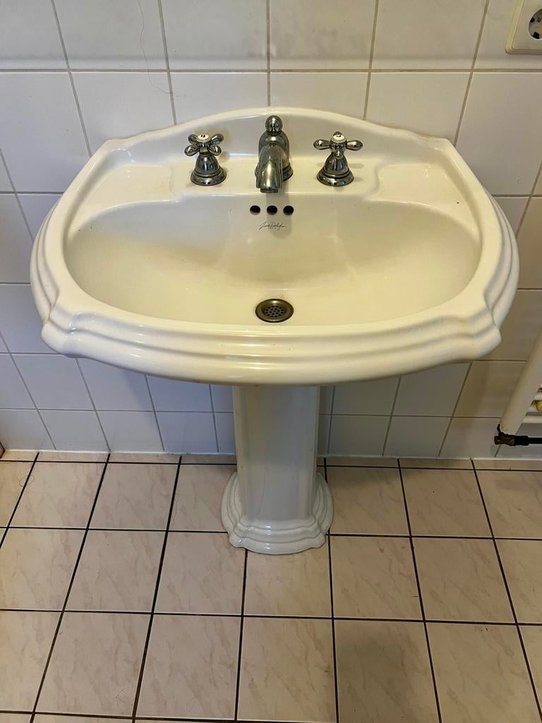 Prachtige Jacob Delafon Paris Wastafel op Zuil, Huis en Inrichting, Ophalen, 50 tot 100 cm, Zo goed als nieuw, Minder dan 100 cm