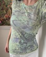 mintgroene Ed Hardy T-shirt met doodskop, Kleding | Dames, Ophalen of Verzenden, Zo goed als nieuw, Korte mouw, Maat 36 (S)