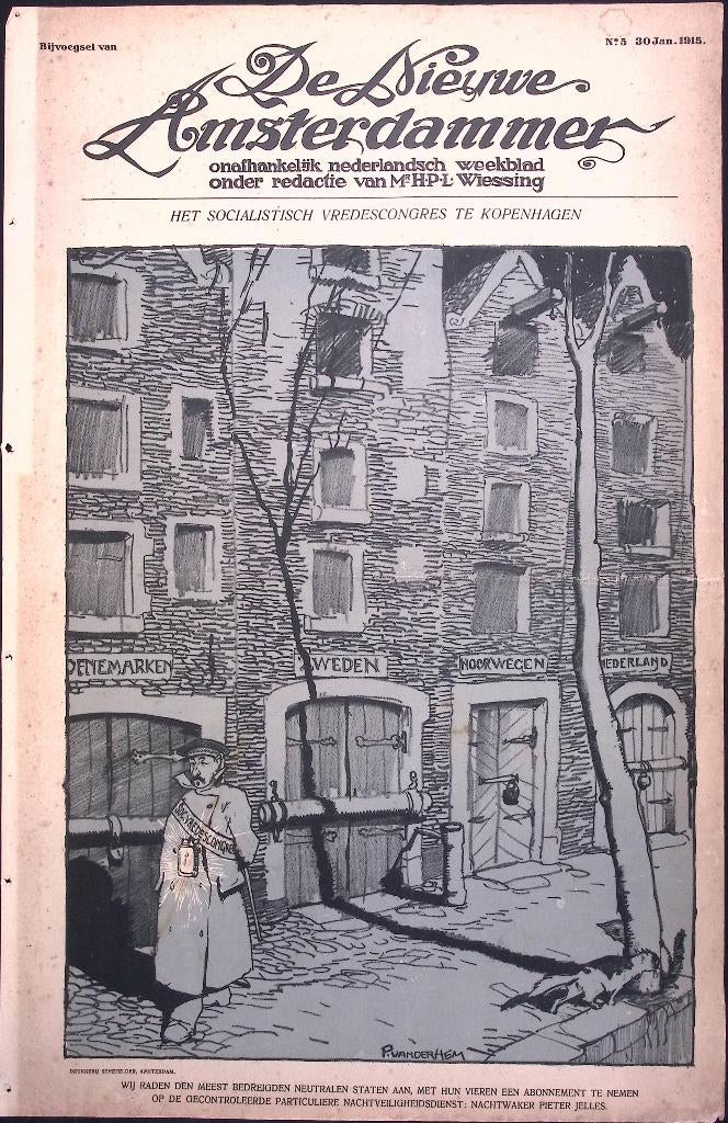 Spotprent over neutrale landen tijdens Eerste Wereldoorlog, Antiek en Kunst, Kunst | Litho's en Zeefdrukken, Ophalen