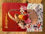 Oude ansichtkaart: Prent bloemen in mandje, Ophalen of Verzenden, 1940 tot 1960, Gelopen