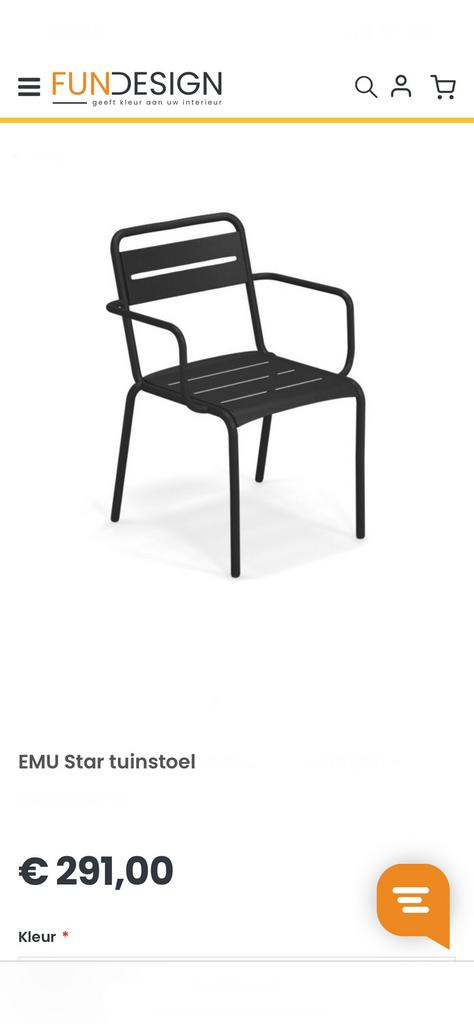 60x ‘EMU STAR’ terras stoel zwart te koop!! (Twv: €290 p.st), Tuin en Terras, Tuinstoelen, Ophalen, Gebruikt, Metaal, Stapelbaar