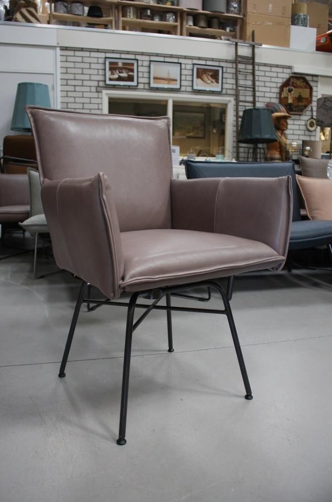 4 luxe eetkamerstoelen Sanne Jess Design leer stof naturel, Ophalen, Zo goed als nieuw, Leer, Vier