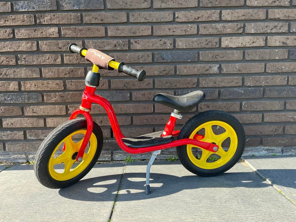 Puky loopfiets XL rood/geel met standaard, Kinderen en Baby's, Speelgoed | Buiten | Voertuigen en Loopfietsen, Ophalen, Gebruikt